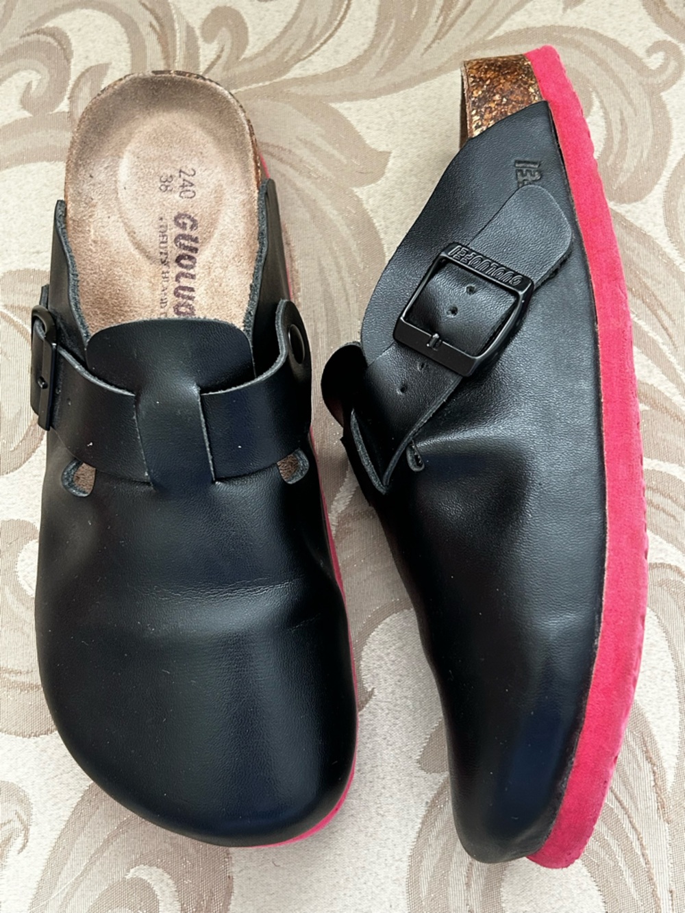 Guoluofei Women’s 38 Black Buckle Slip-On Shoes Red Sole Clogs Deutschland
